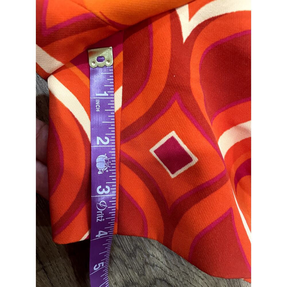 ZARA Hot Pink FuchsiaOrange Geometric Printed High Waisted Pleated Shorts Size S - Picture 6 of 9